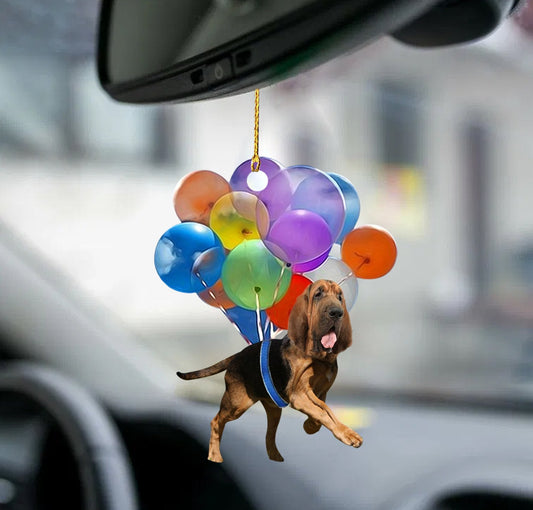 Bloodhound hond fly met ballonnen autohanger