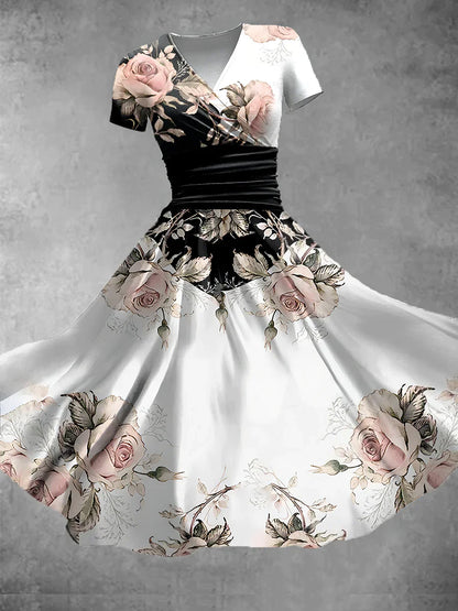 Maxi-jurk met bloemenprint en V-hals