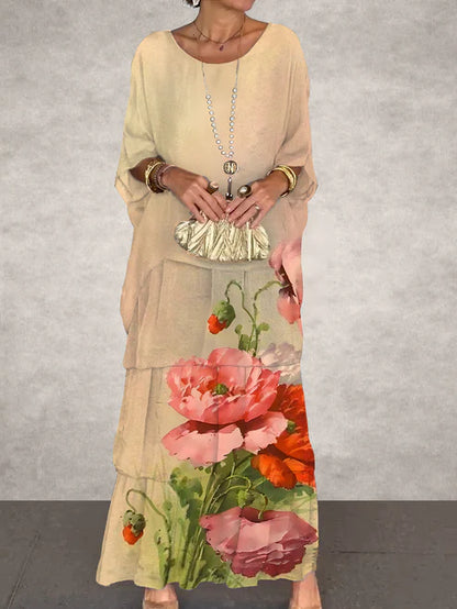 Vintage vlinderkunst Maxi jurk