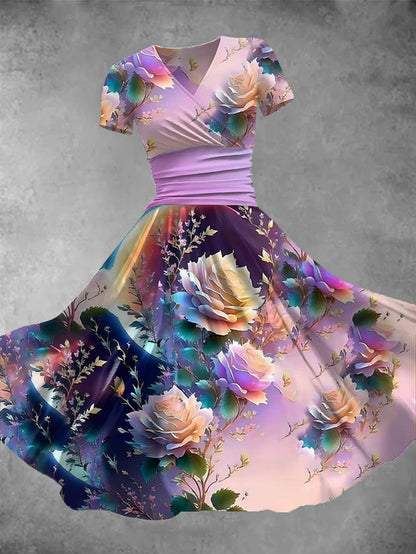 Maxi-jurk met bloemenprint en V-hals
