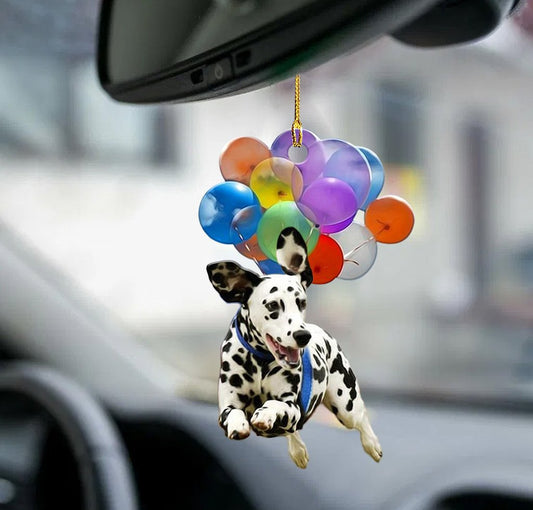 Dalmatiër Dog hond fly met ballonnen autohanger